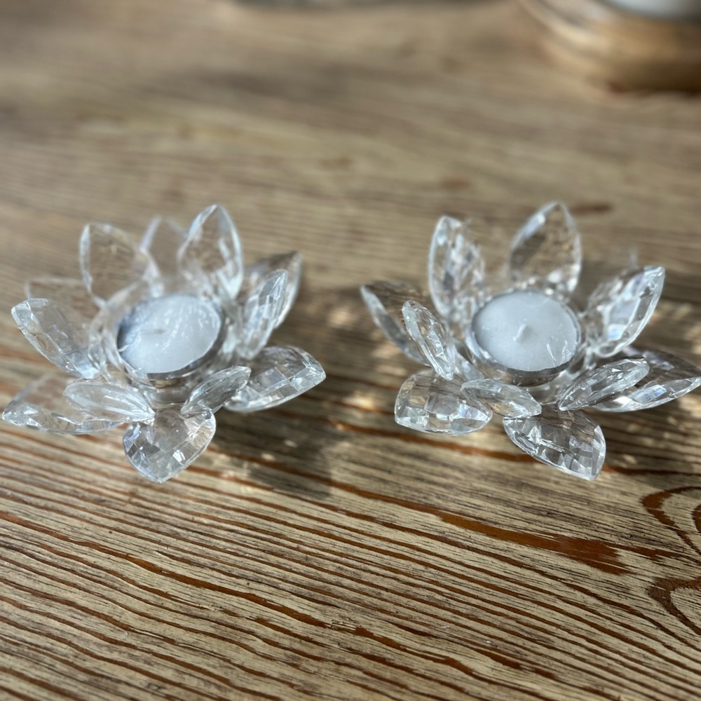 Crystal Lotus Tealight Candle Holders